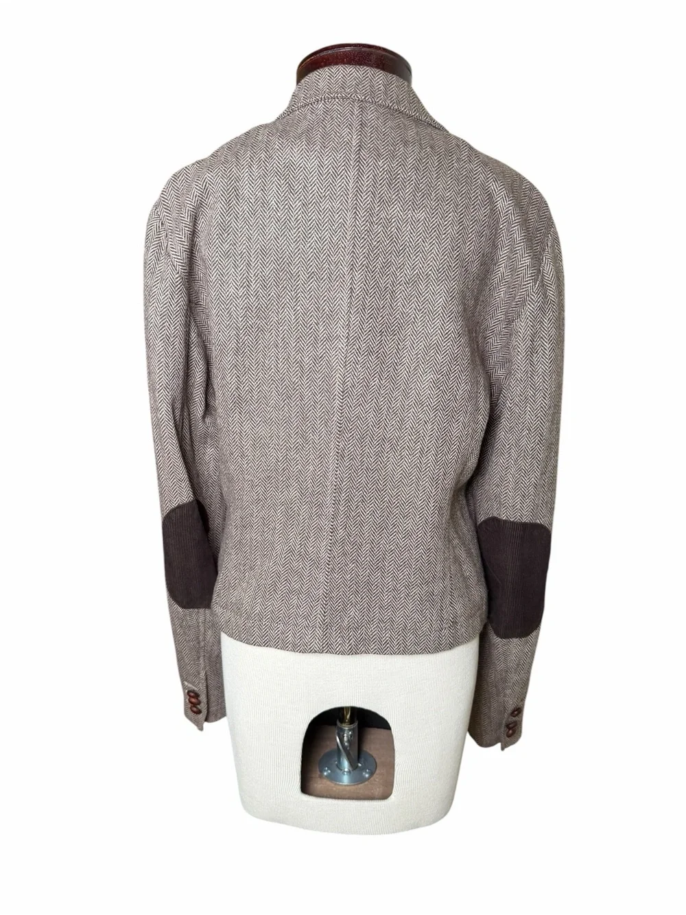Polo Jeans Co Women's Brown Herringbone Blazer with Elbow Patches size Large
